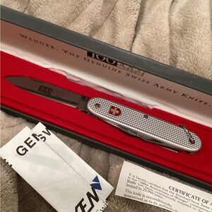 Wenger 100th Anniversary Swiss Army Knife in Silver with Red Case